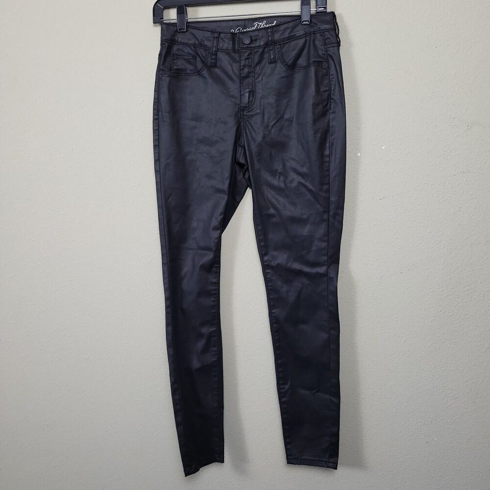 Universal Thread Womens Black Faux Leather High Rise Skinny Jeans Size 2/26